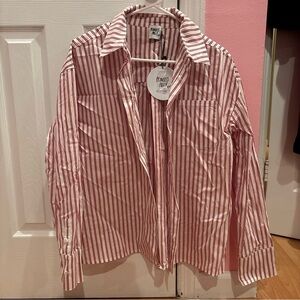 Princess Polly Red and White Striped button down Shirt